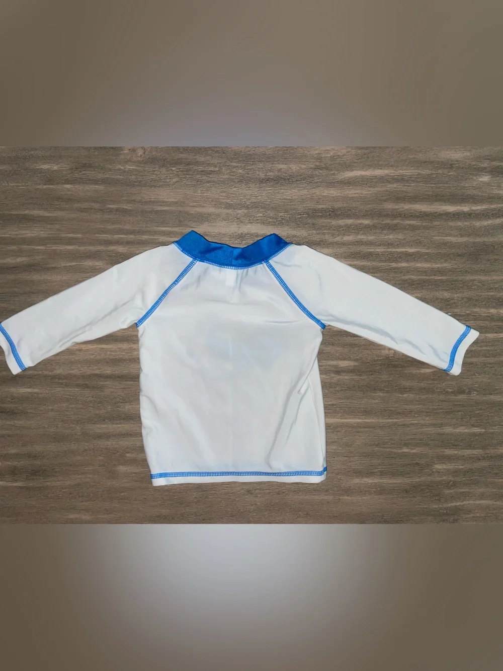 Children's White Rash Guard with Blue Whale Graphic